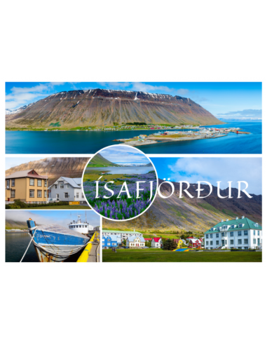 Glass fridge magnet - Ísafjörður v.2